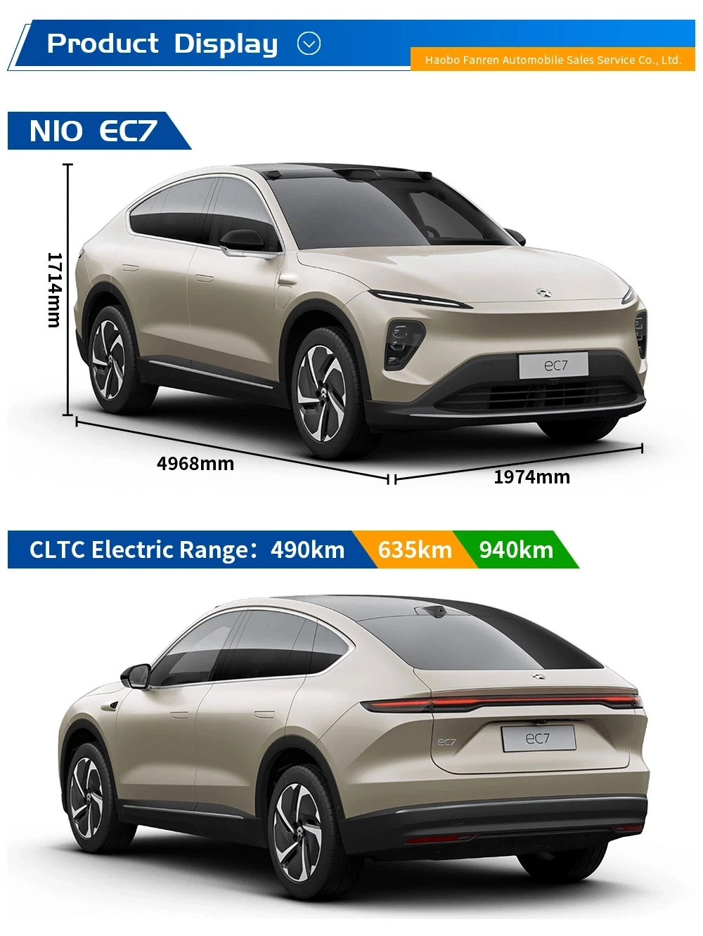 Ακαθαρή Ηλεκτρική 2024 Nio EC7 SUVs Πρώτο Μεγάλο Αυτοκίνητο 100kwh 635km 0